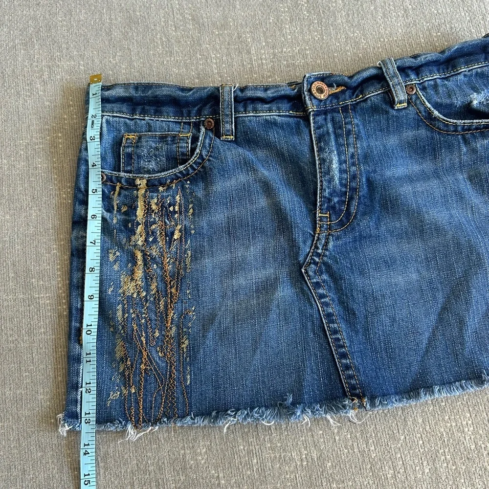 Vtg 90’s Y2K Denim Micro Skirt Western 8 Boho Festival Cowgirl